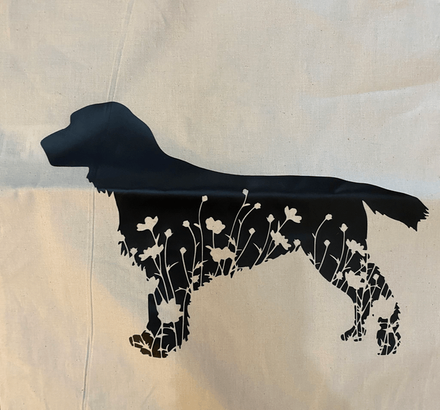 Shoulder Tote Bag - Spaniel with Flowers
